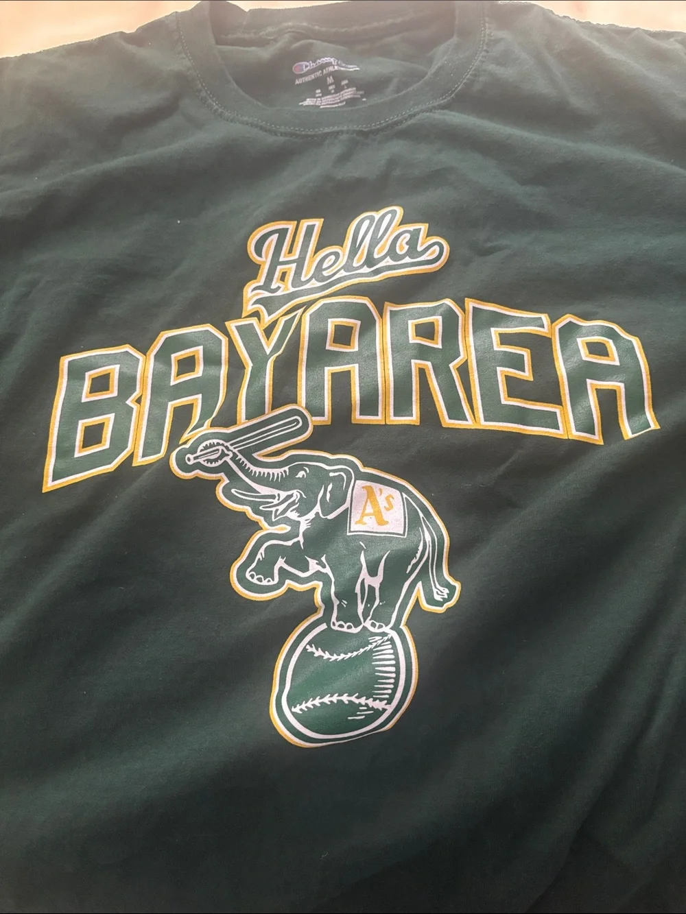 Champion Green "Bay Area" Graphic Tee with Yellow & White Accents - Picture 2 of 4